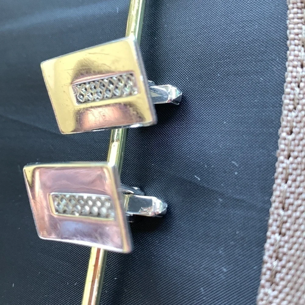 Cuff Links Anson patented pending dated back to 1940  latice work pattern silver